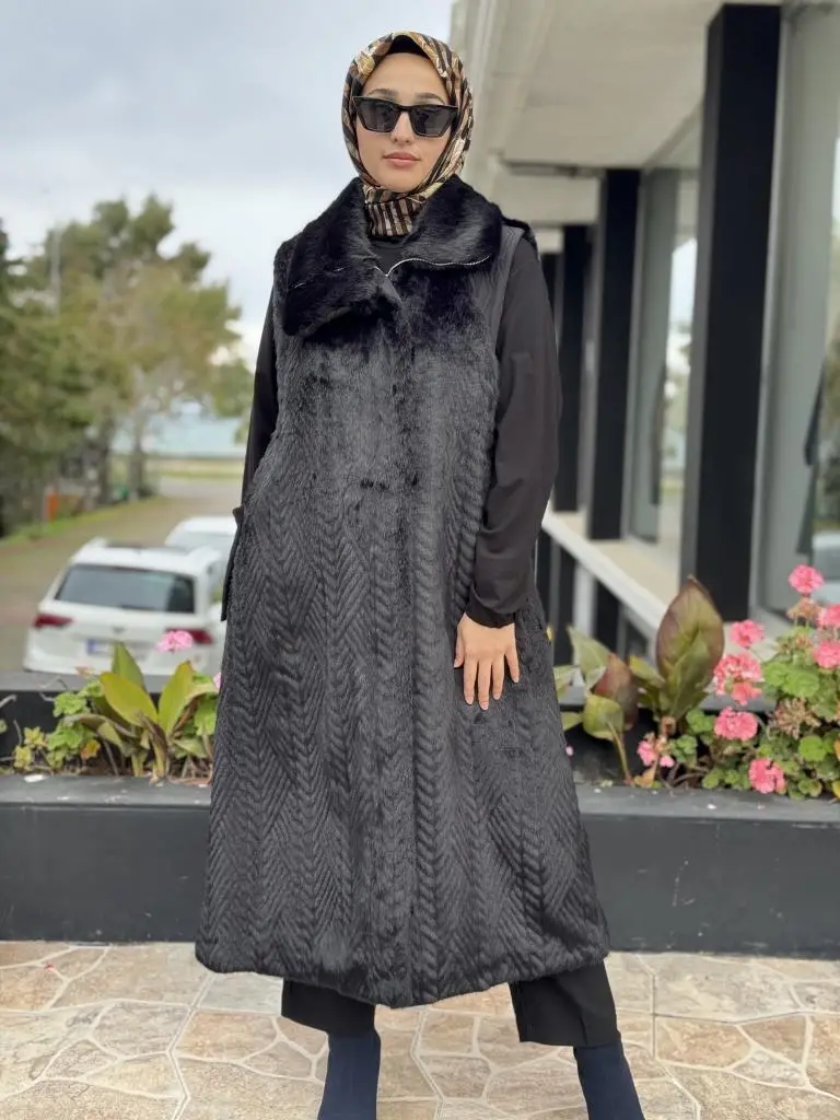 Misswhence Kapitone Detaylı Uzun Kürk Yelek 38700