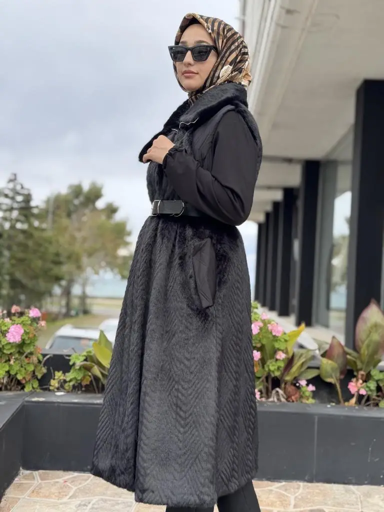 Misswhence Kapitone Detaylı Uzun Kürk Yelek 38700