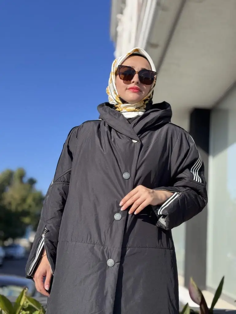 Misswhence Kapüşonlu Çıtçıtlı Şişme Mont 38501