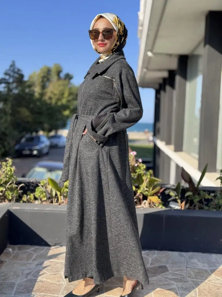 Misswhence Kol/Gögüs Drape ve Fermuar Detaylı Pardesü 38505