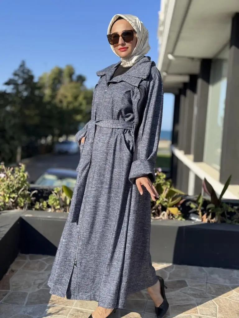 Misswhence Kol/Gögüs Drape ve Fermuar Detaylı Pardesü 38505