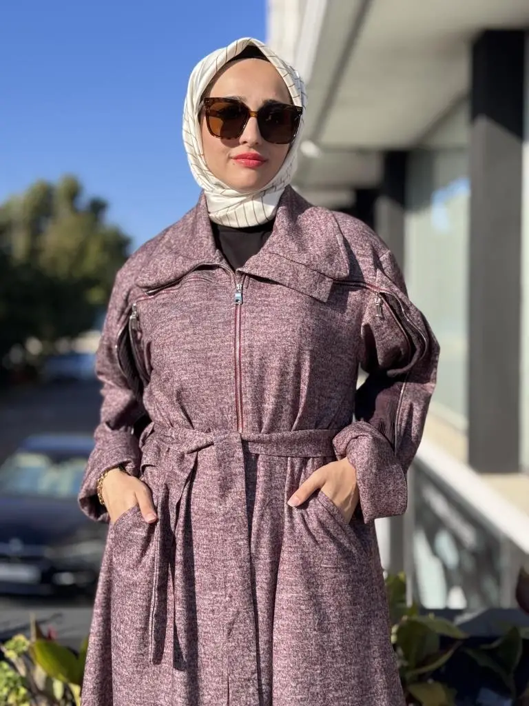 Misswhence Kol/Gögüs Drape ve Fermuar Detaylı Pardesü 38505