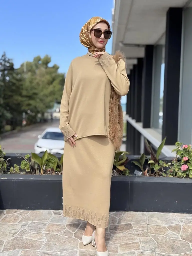 Misswhence Kürk ve Dantel Detaylı Triko Tunik MİSS268