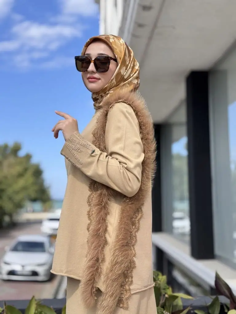 Misswhence Kürk ve Dantel Detaylı Triko Tunik MİSS268