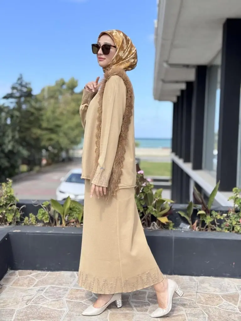 Misswhence Kürk ve Dantel Detaylı Triko Tunik MİSS268