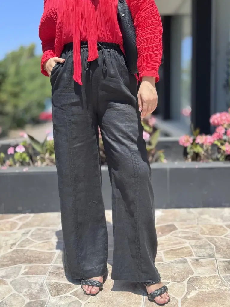 QooQ Store Önü Nervürlü Keten Ice Pantolon 25SS328