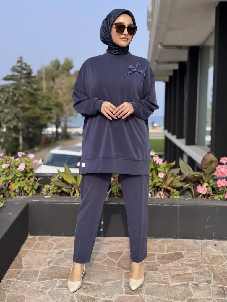 Qupra Broş Detaylı Modal Tunik Pantolon Takım WAC92103