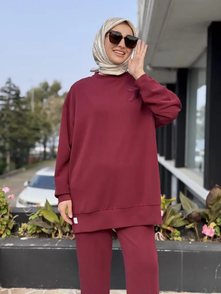 Qupra Broş Detaylı Modal Tunik Pantolon Takım WAC92103