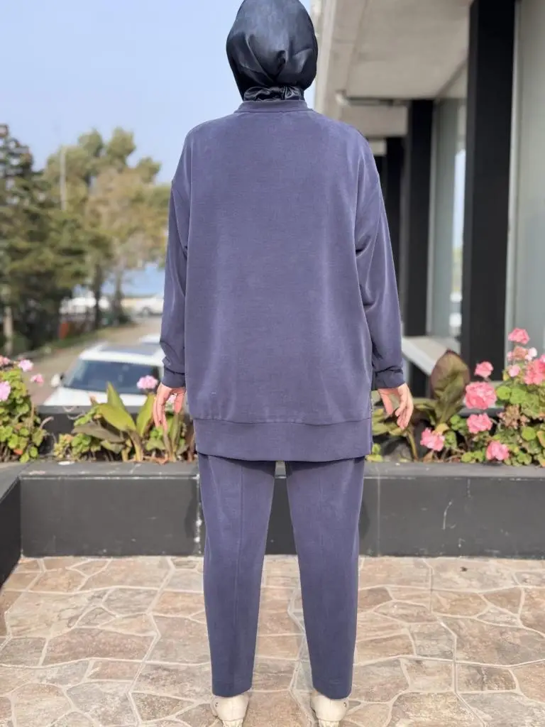 Qupra Broş Detaylı Modal Tunik Pantolon Takım WAC92103