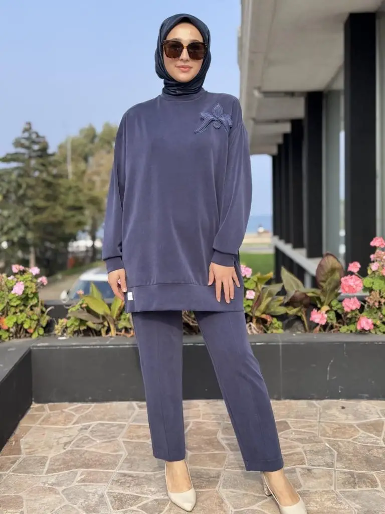 Qupra Broş Detaylı Modal Tunik Pantolon Takım WAC92103