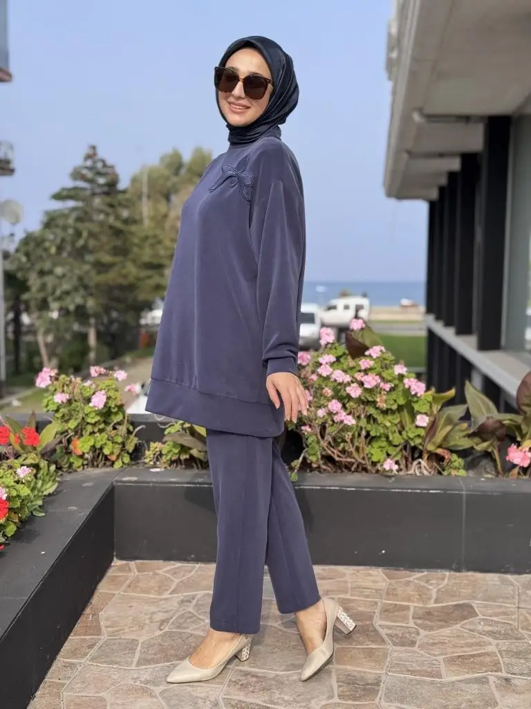 Qupra Broş Detaylı Modal Tunik Pantolon Takım WAC92103