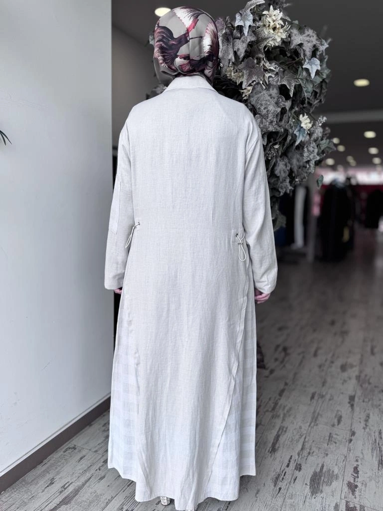 Almarwah Belden Büzgülü Fermuarlı Keten Kap 404941