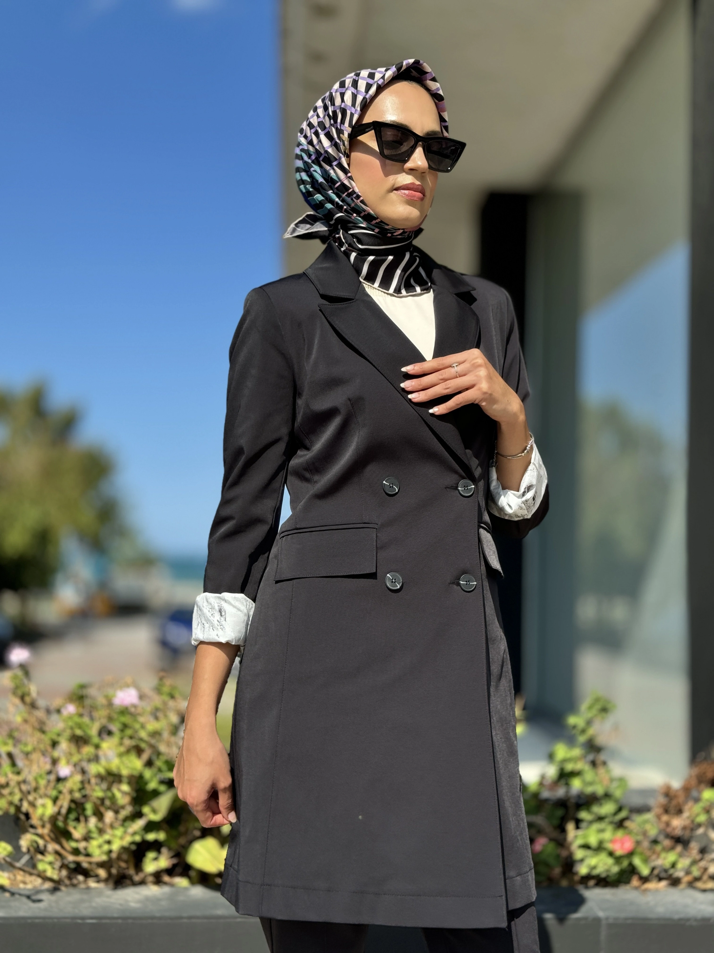 Almarwah Kanvas Düğmeli Uzun Ceket 404855