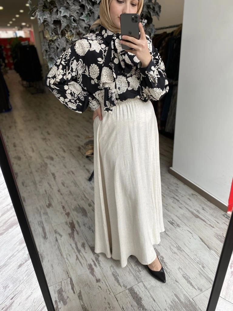 Almarwah Kloş Tencel Keten Etek 806452