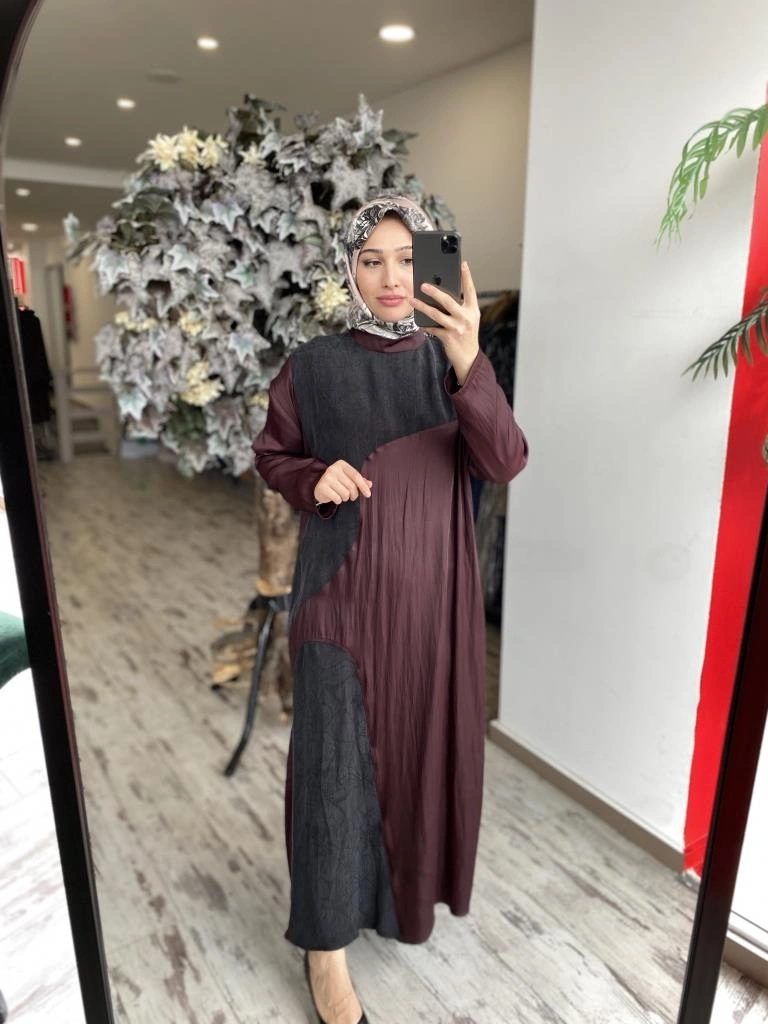 Almarwah Kraşlı Cupra Detaylı Elbise 303819