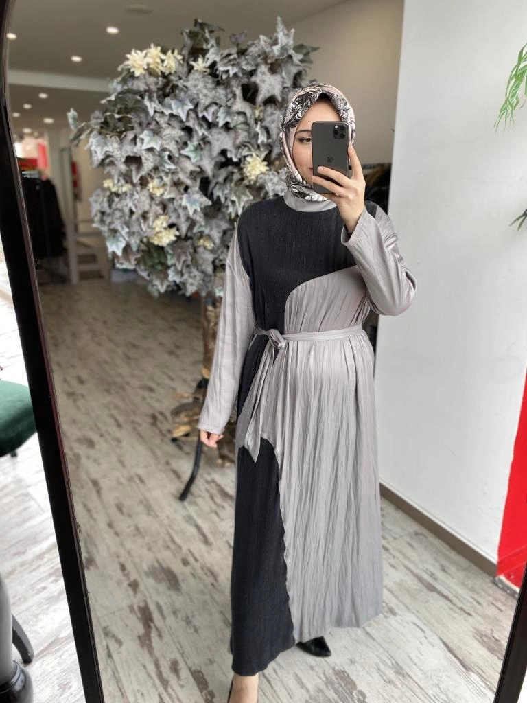 Almarwah Kraşlı Cupra Detaylı Elbise 303819