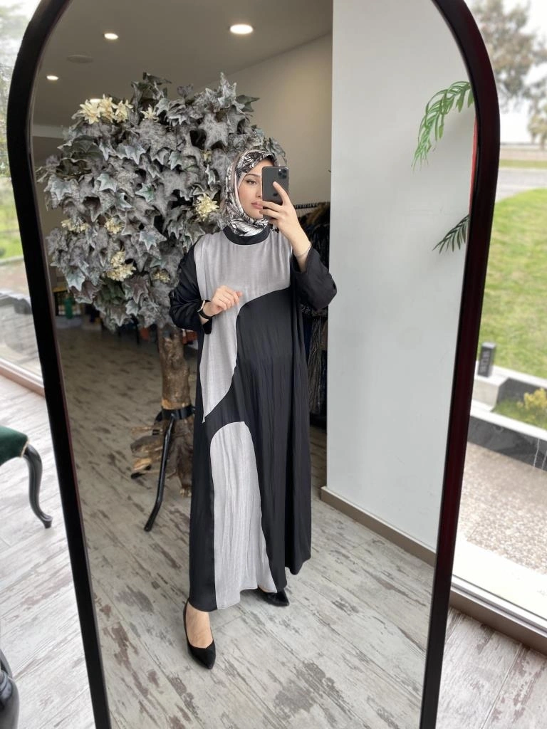 Almarwah Kraşlı Cupra Detaylı Elbise 303819