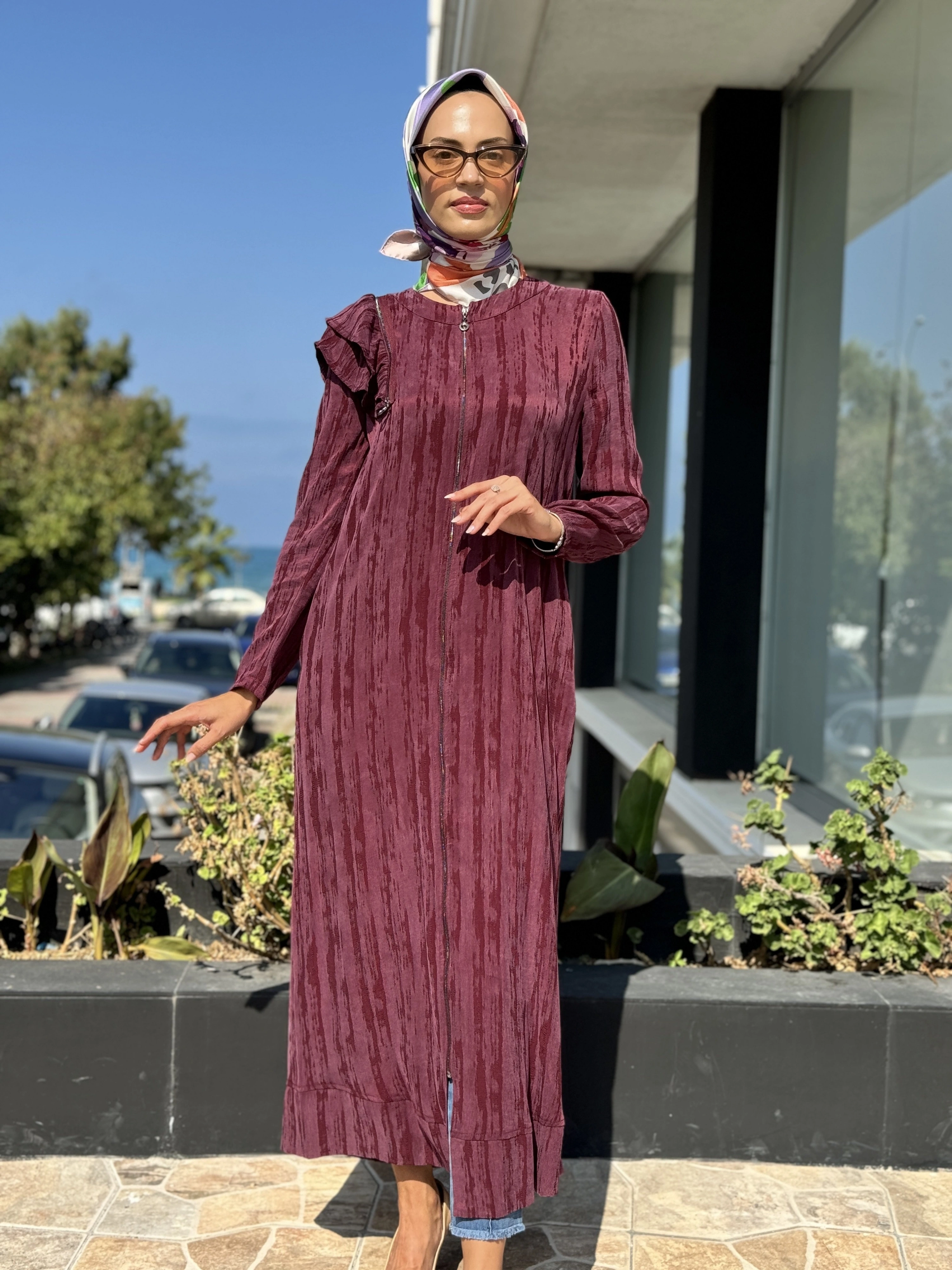 Almarwah Omuz Fermuar Detaylı Fermaurlı Cupra İpek Kap 404890