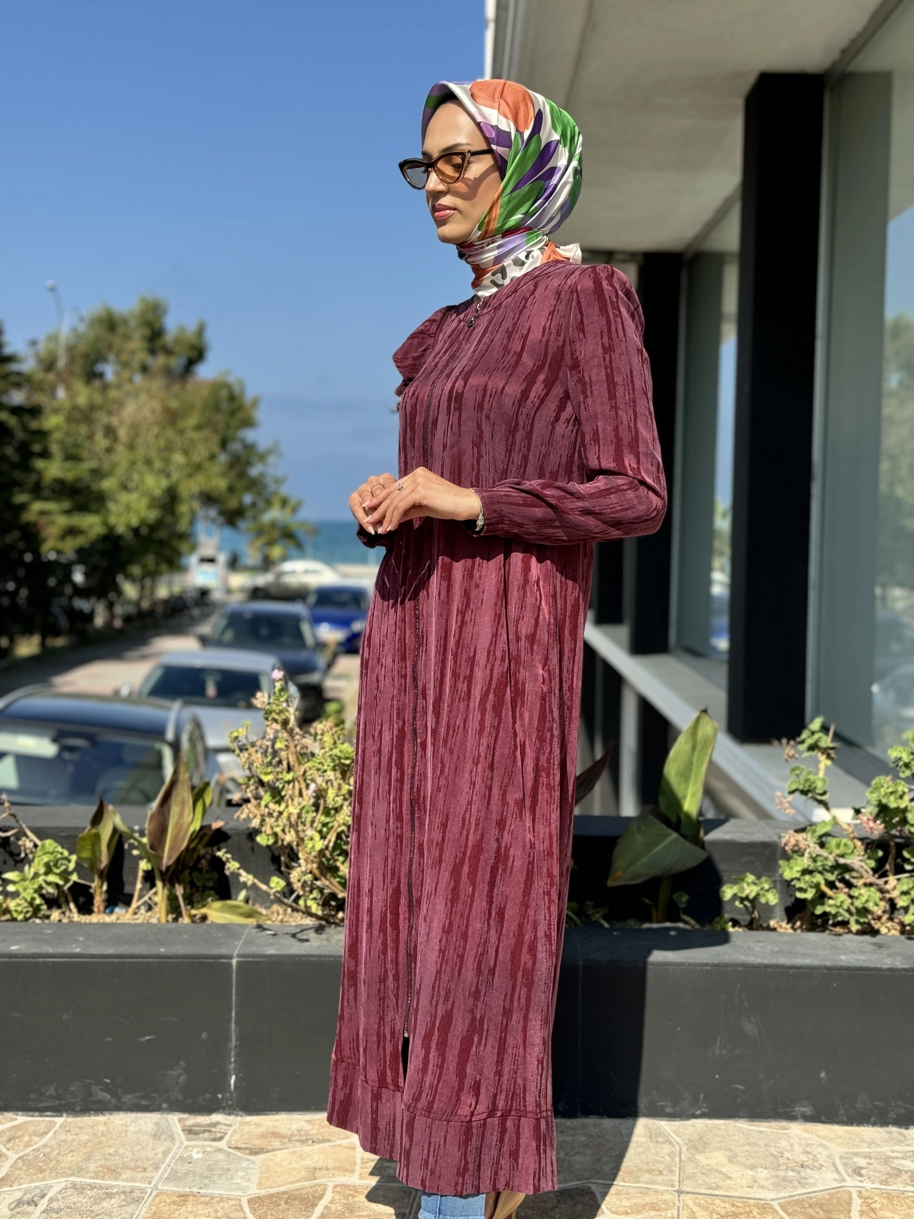 Almarwah Omuz Fermuar Detaylı Fermaurlı Cupra İpek Kap 404890