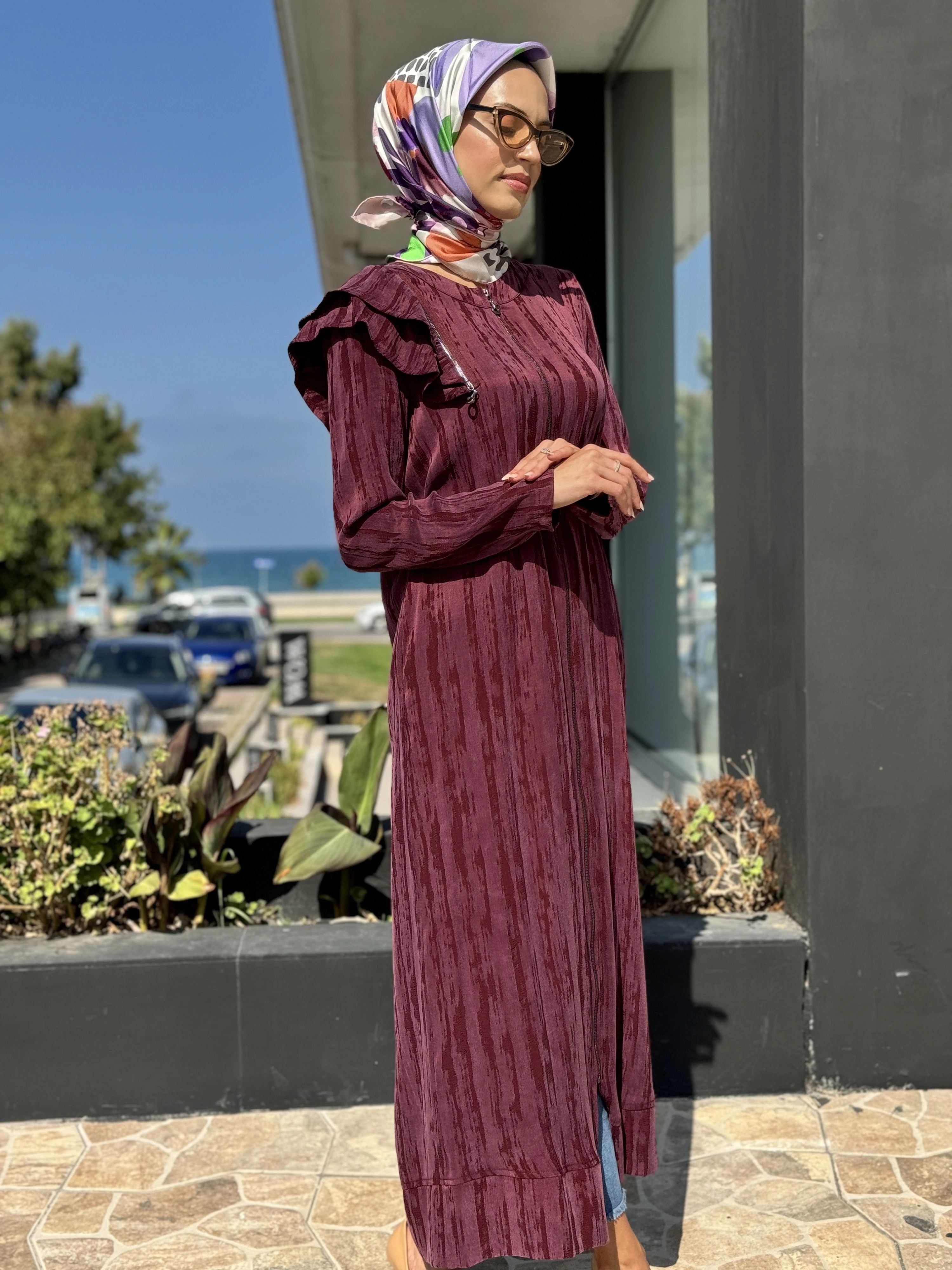 Almarwah Omuz Fermuar Detaylı Fermaurlı Cupra İpek Kap 404890