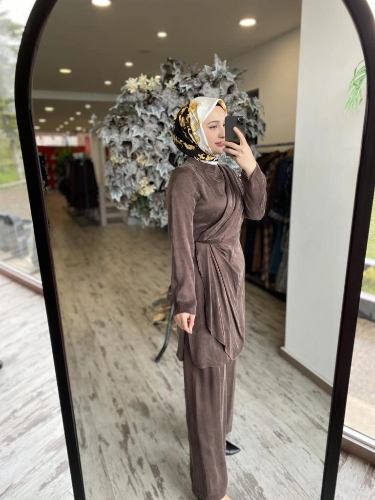 Almarwah Önden Kapaklı Liosel Tunik Pantolon Takım 202735