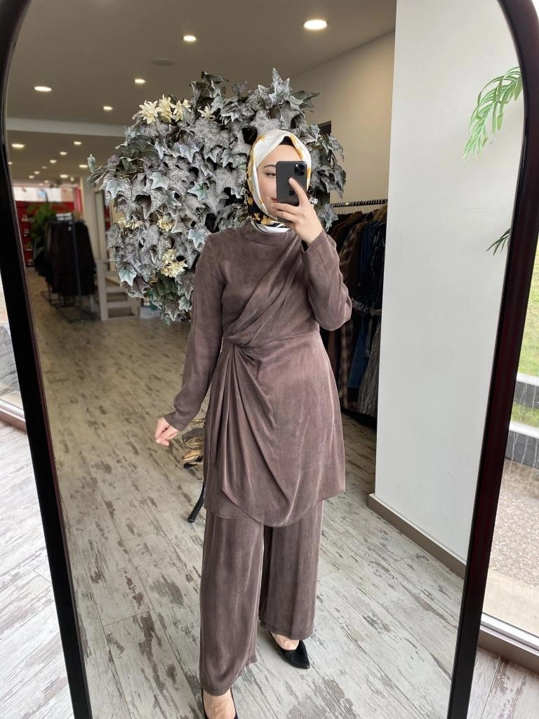Almarwah Önden Kapaklı Liosel Tunik Pantolon Takım 202735