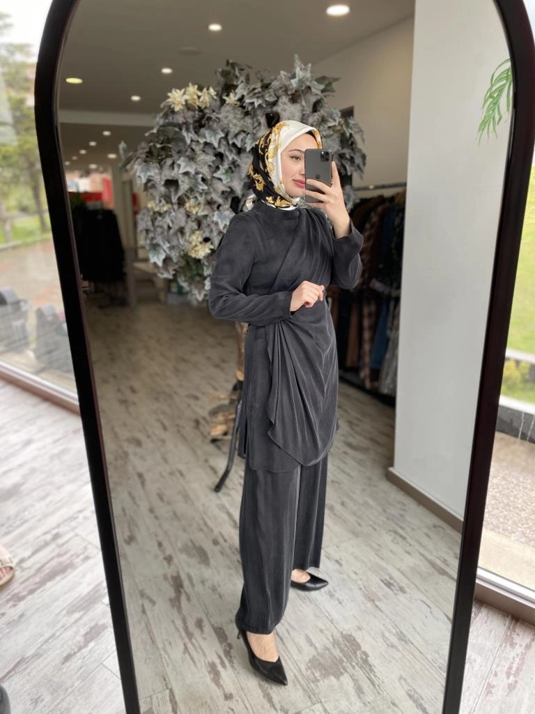 Almarwah Önden Kapaklı Liosel Tunik Pantolon Takım 202735