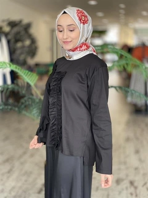 ALMARWAH ÖNÜ FIRFIRLI POPLİN BLUZ (BLK102108 )