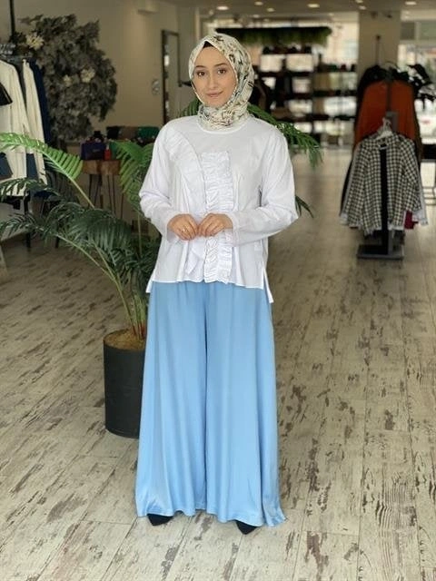 ALMARWAH ÖNÜ FIRFIRLI POPLİN BLUZ (BLK102108 )