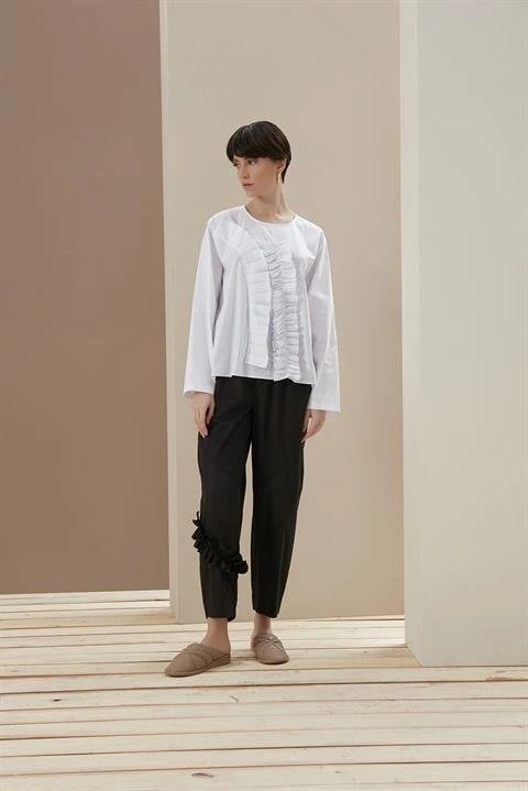 ALMARWAH ÖNÜ FIRFIRLI POPLİN BLUZ (BLK102108 )