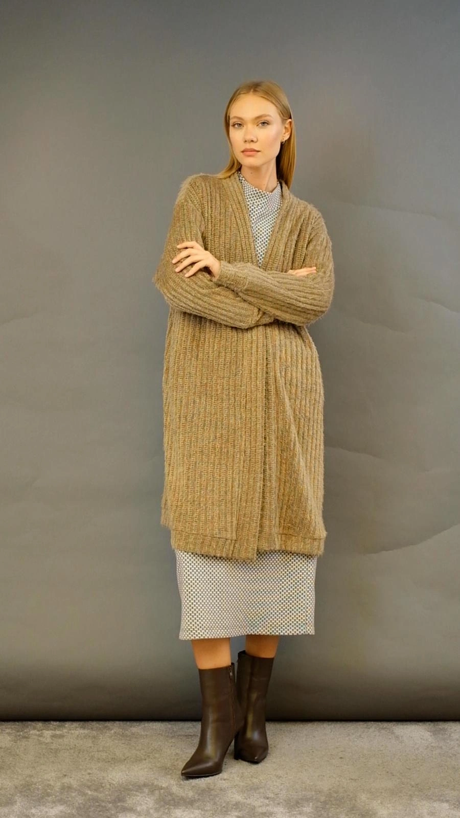 Almarwah Sakallı Örme Triko Yelek / Hırka 404907