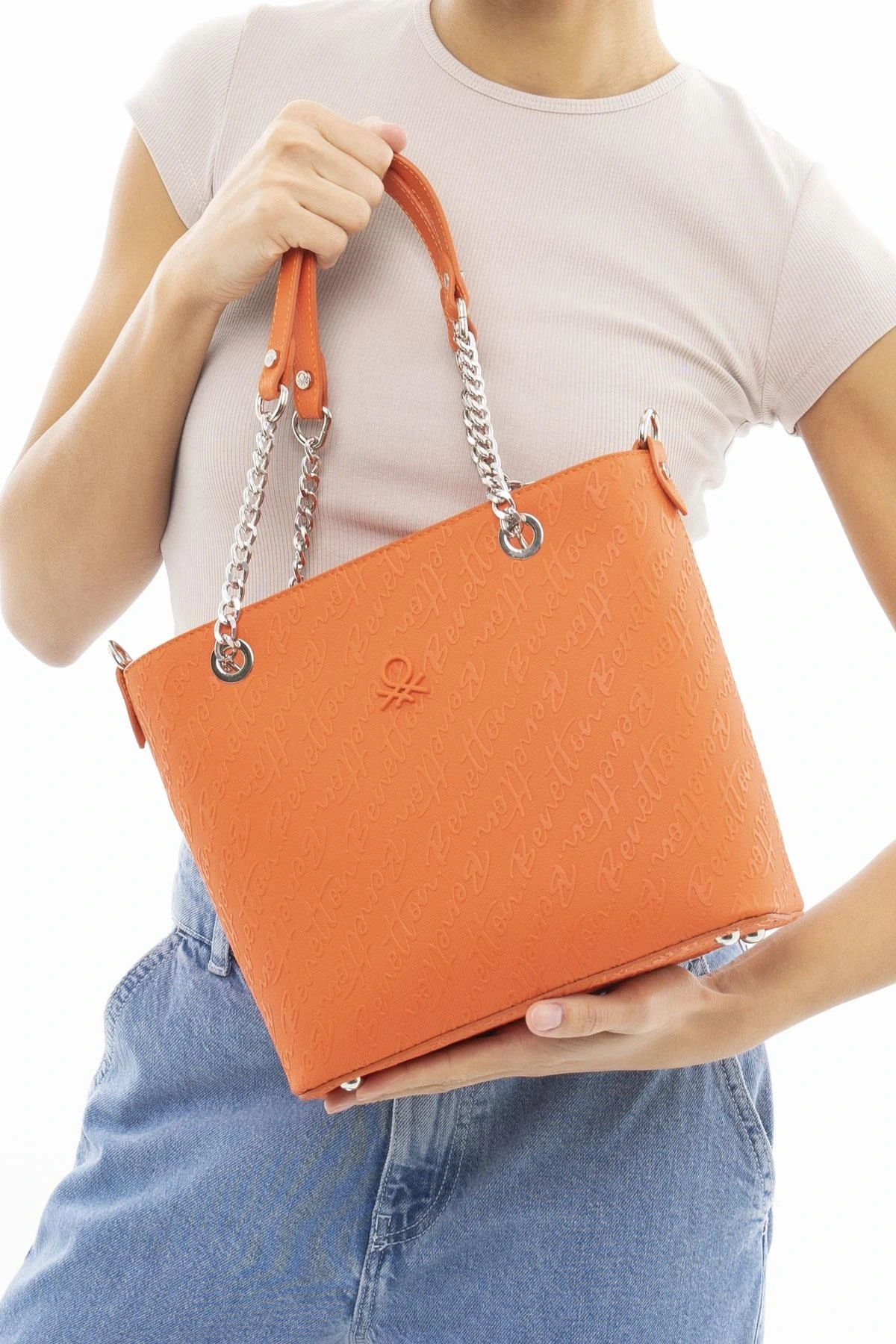 Benetton Monogram Yazılı Kol Çantası BNT1043