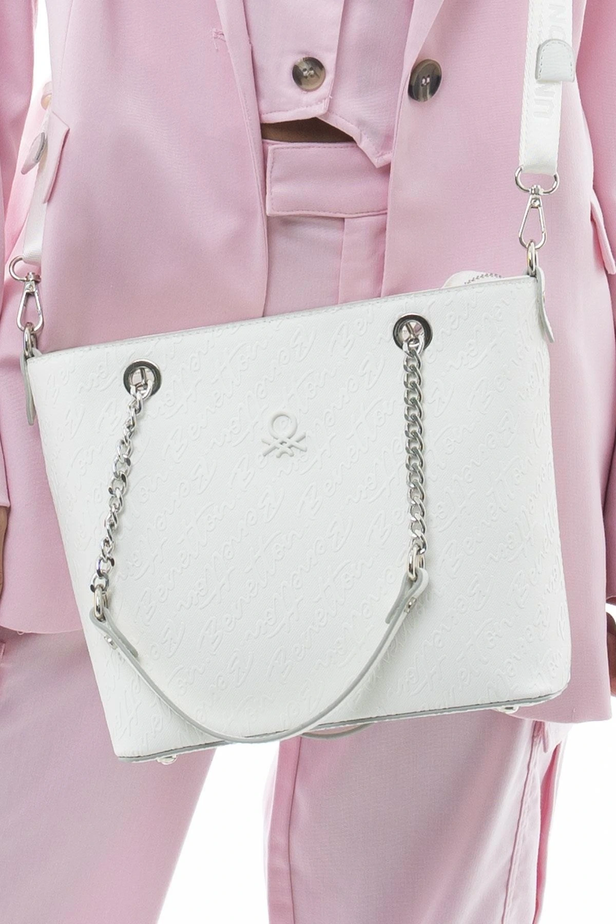 Benetton Monogram Yazılı Kol Çantası BNT1043