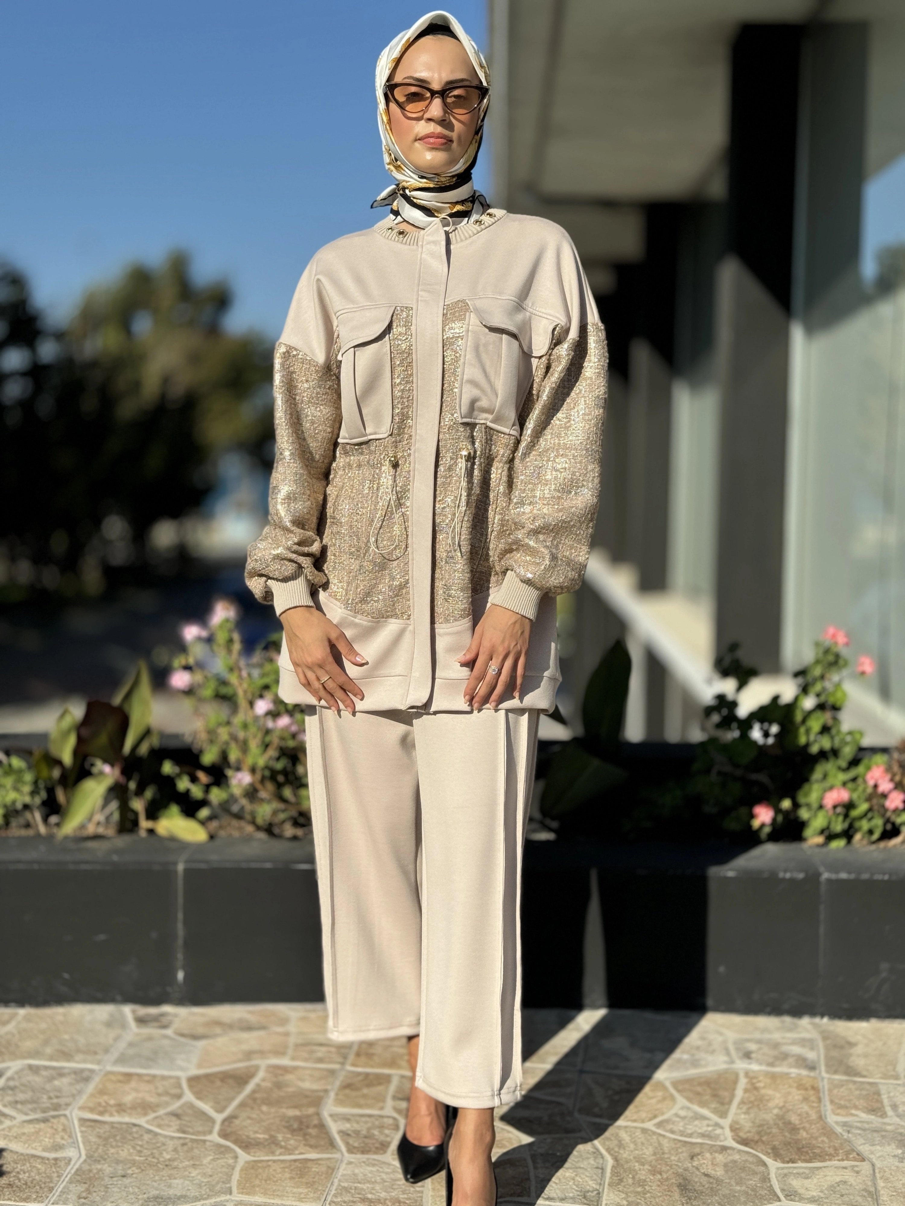 Ghisa Belden Büzgülü Ceket Pantolon Takım G3020