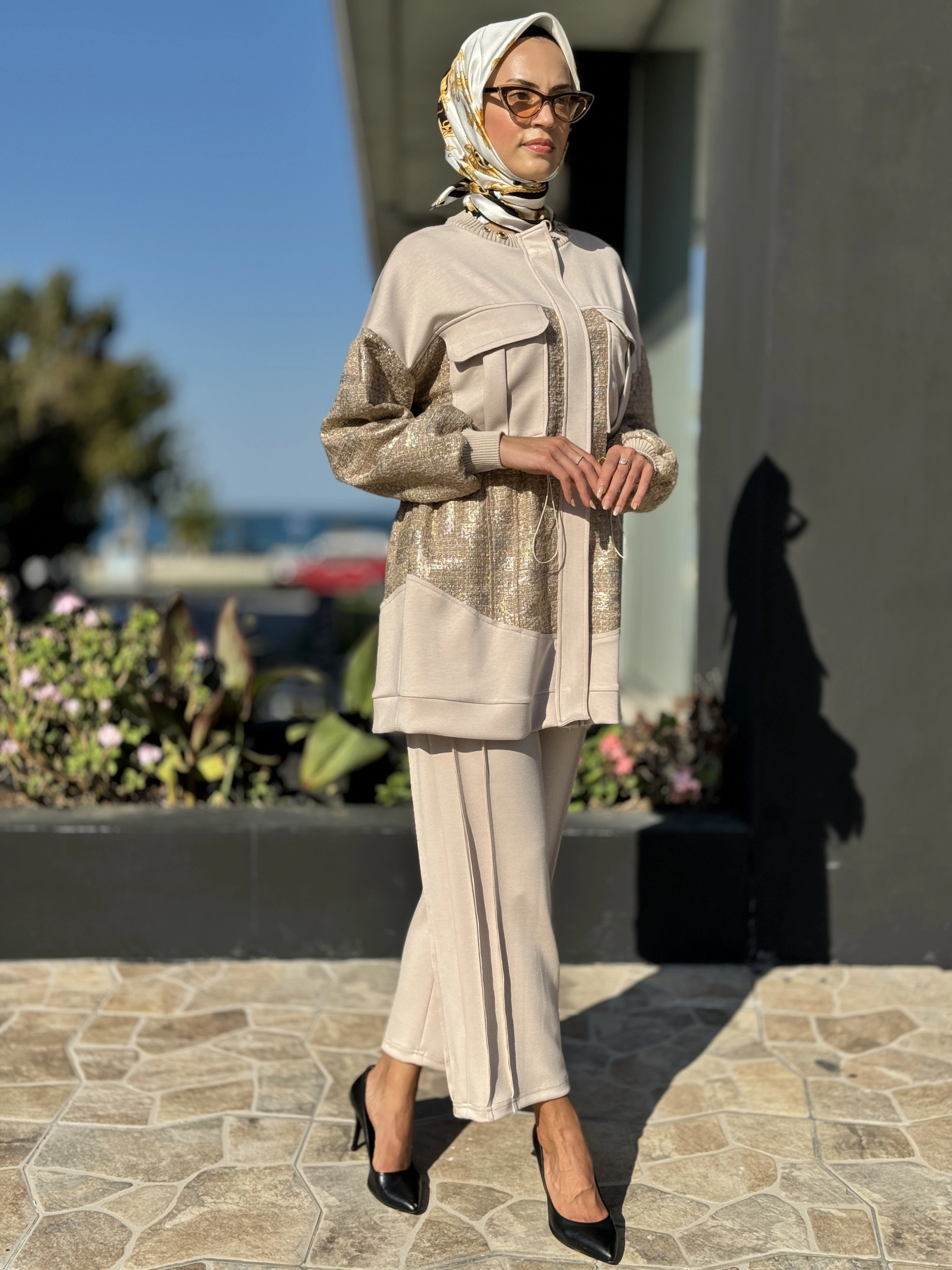 Ghisa Belden Büzgülü Ceket Pantolon Takım G3020