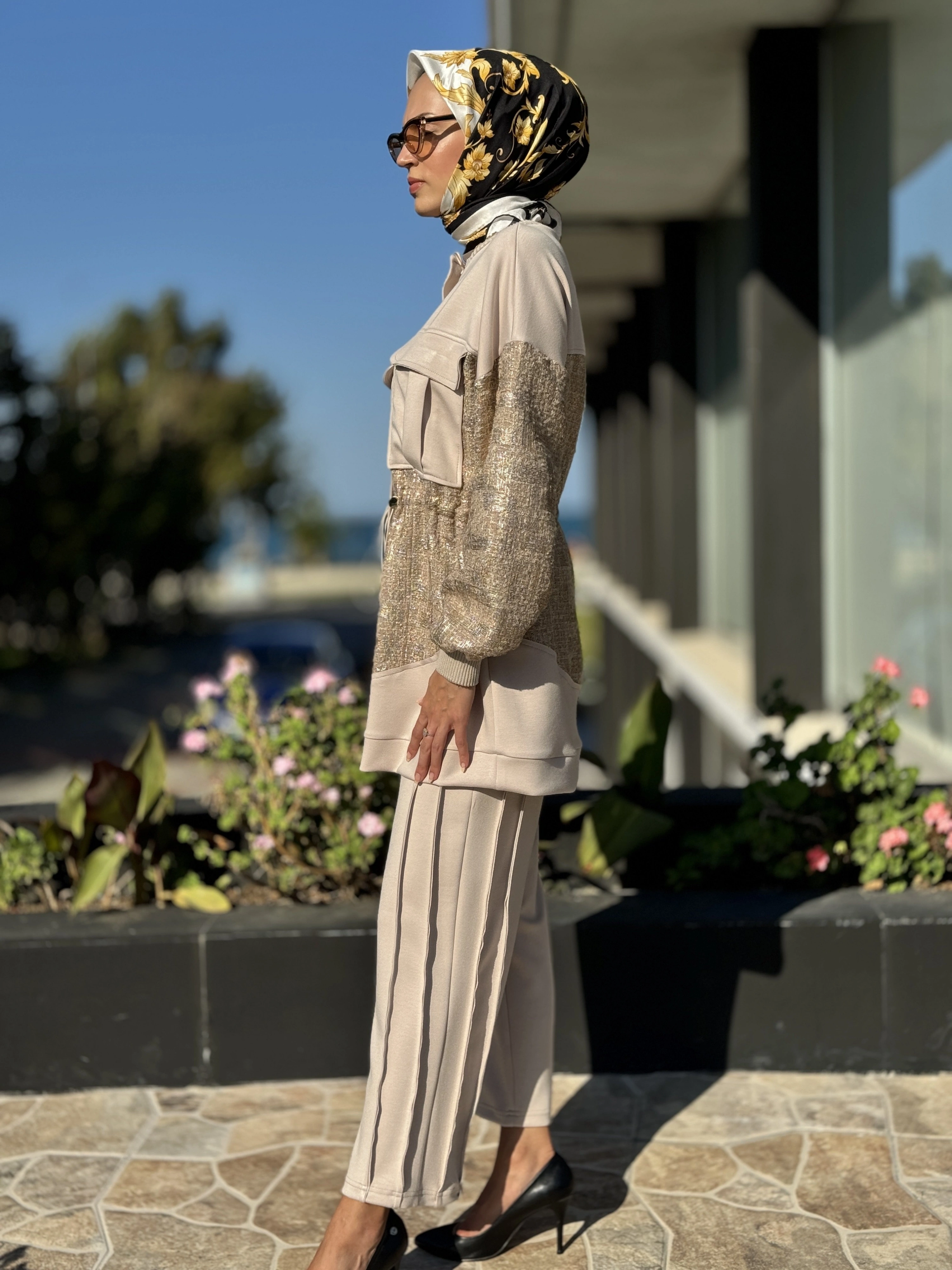 Ghisa Belden Büzgülü Ceket Pantolon Takım G3020