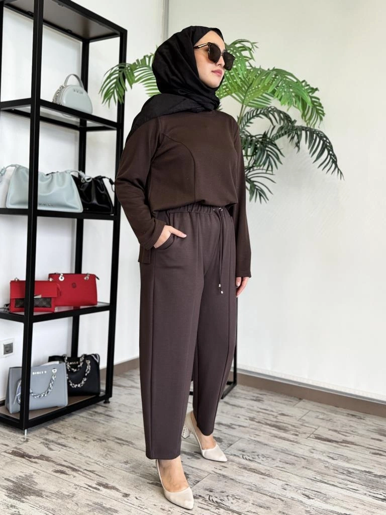 Ghisa Beli Lastikli Cepli Pantolon 8654