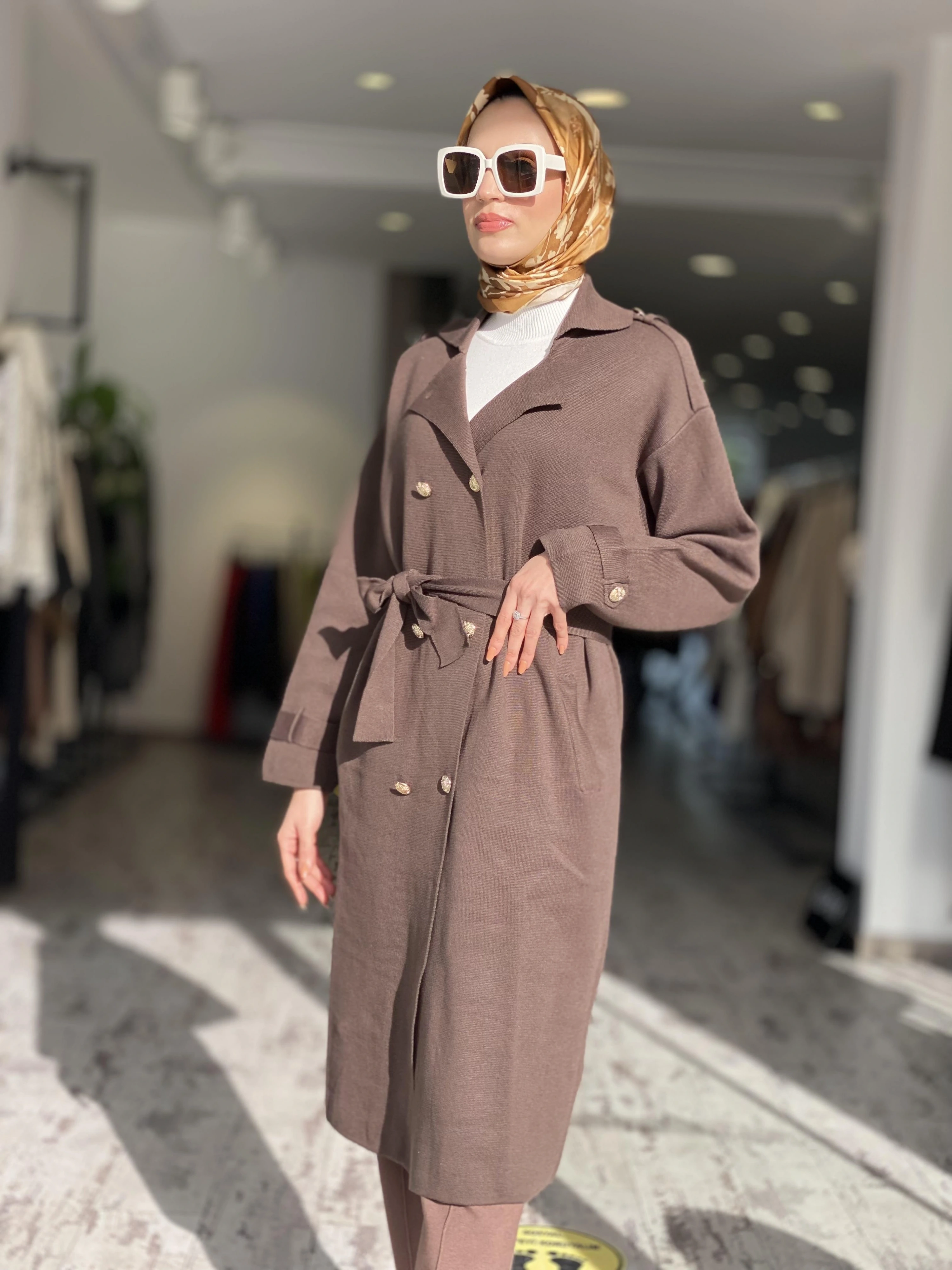 Ghisa Düğme Detaylı Triko Ceket / Trench G3753