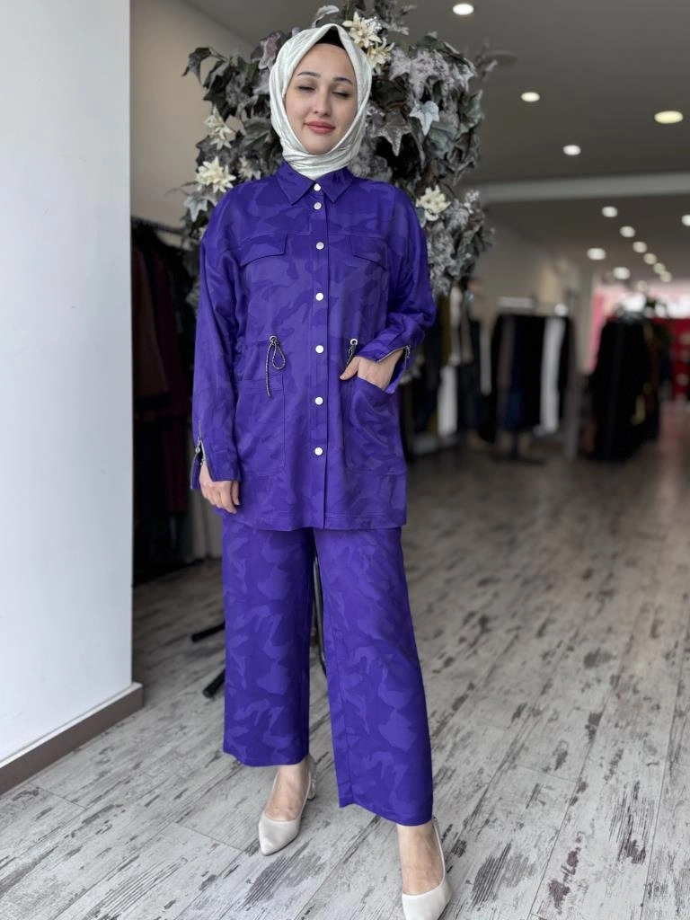 Ghisa Kamuflaj Desen Çıtçıtlı Ceket Pantolon Takım 4082