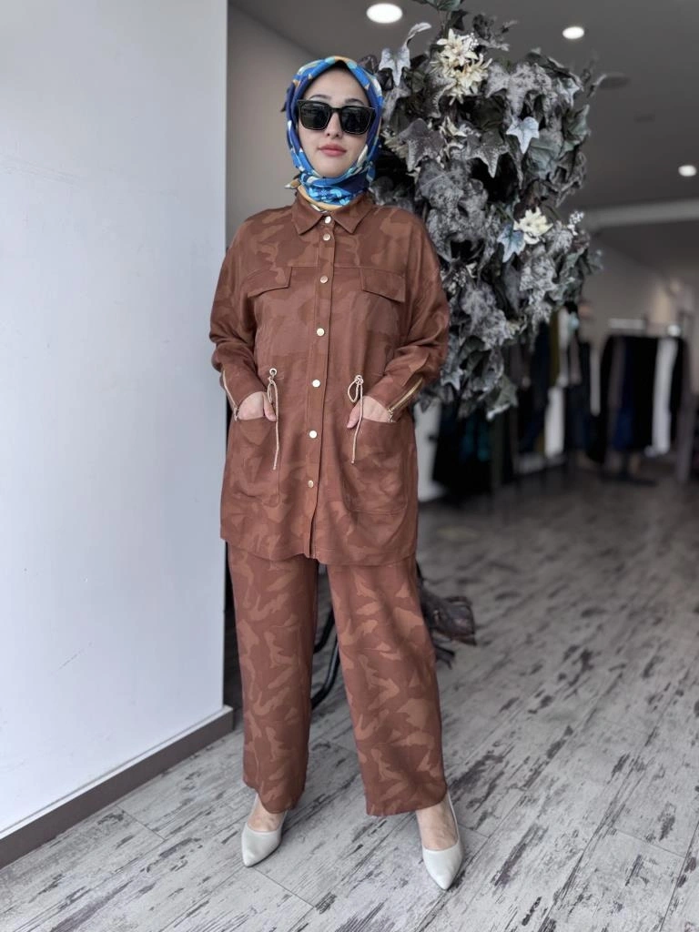 Ghisa Kamuflaj Desen Çıtçıtlı Ceket Pantolon Takım 4082