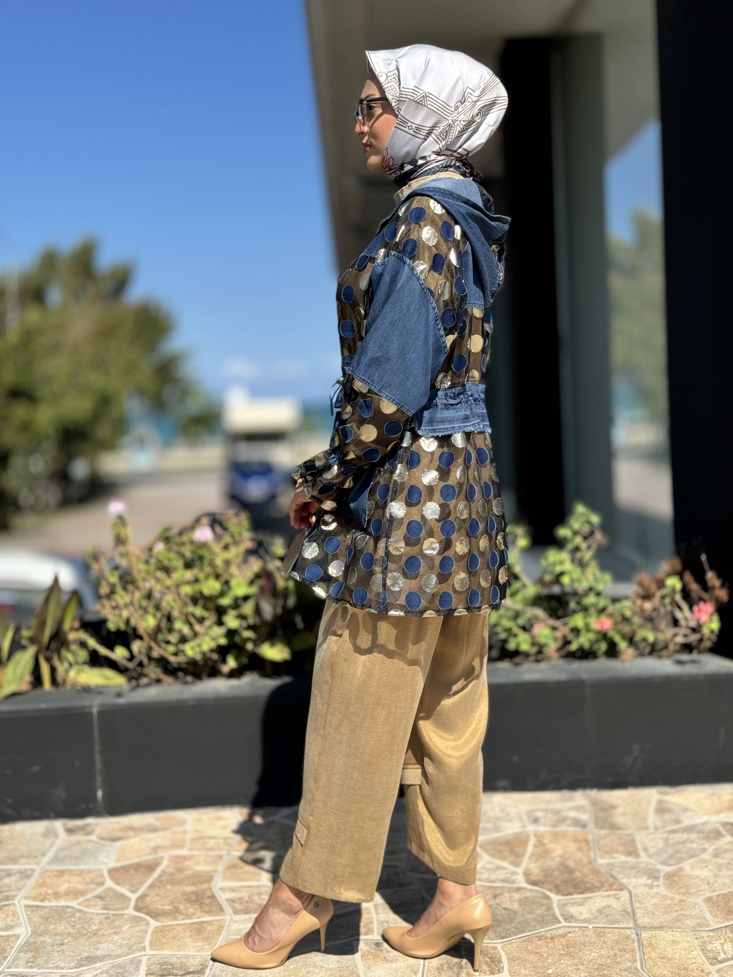 Ghisa Kapüşonlu Puantiyeli Organze Detaylı Ceket 3889