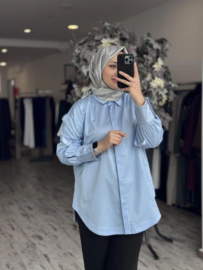 Ghisa Kolları Kuşgözü Detaylı Poplin Gömlek G4849