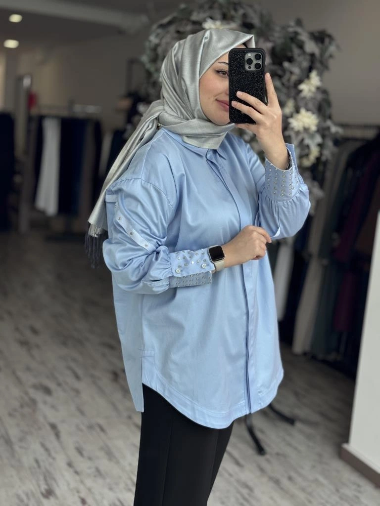 Ghisa Kolları Kuşgözü Detaylı Poplin Gömlek G4849