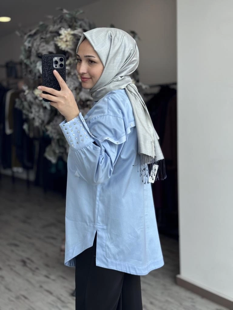 Ghisa Kolları Kuşgözü Detaylı Poplin Gömlek G4849