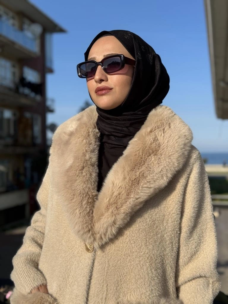 Ghisa Kürk Detaylı Düğmeli Angora Kaban 24111