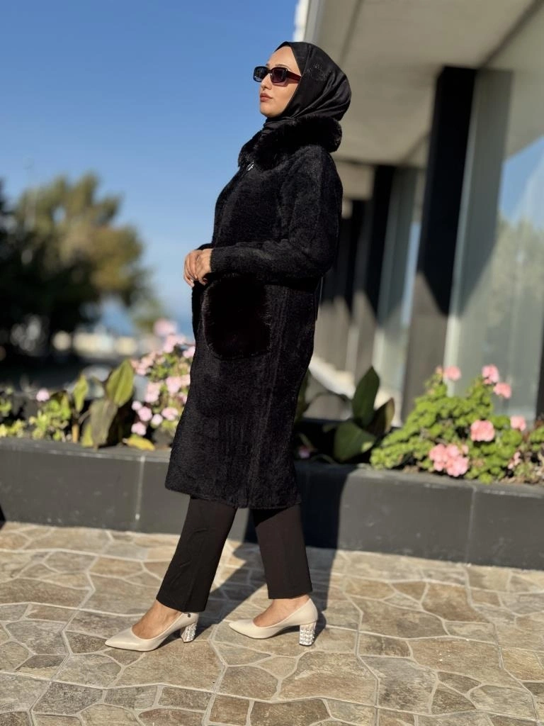 Ghisa Kürk Detaylı Fermuarlı Angora Kaban 2436