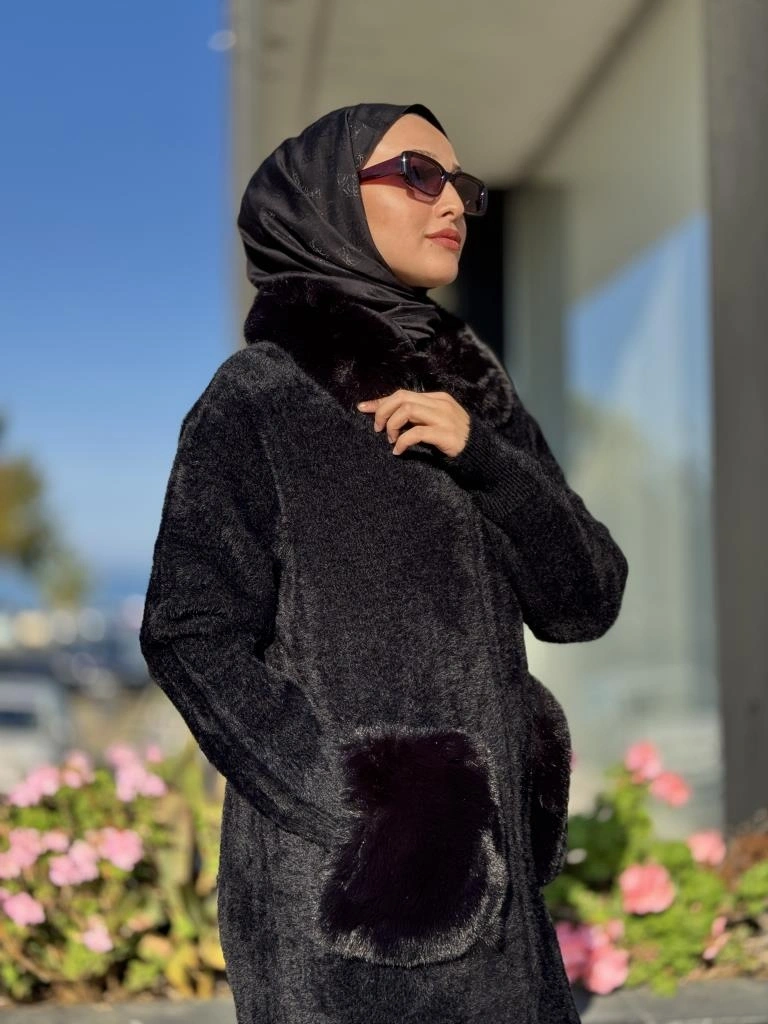 Ghisa Kürk Detaylı Fermuarlı Angora Kaban 2436