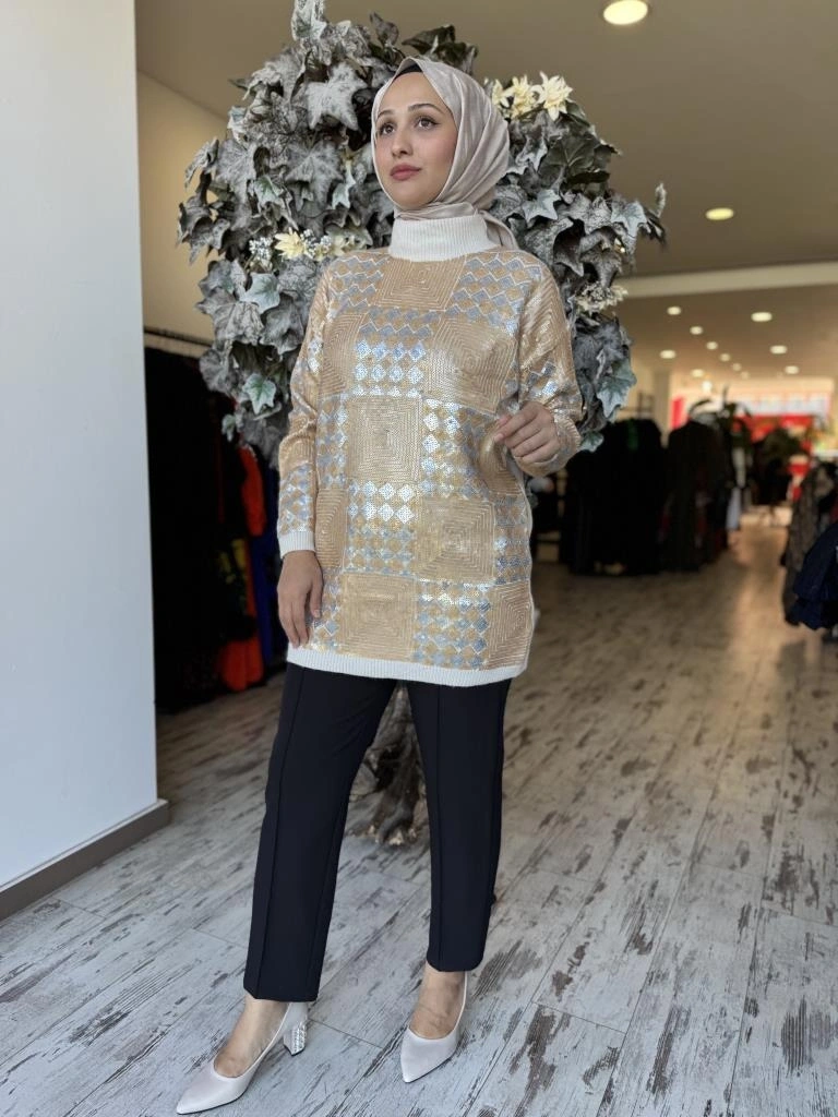Ghisa Payet Detaylı Triko Tunik G241466