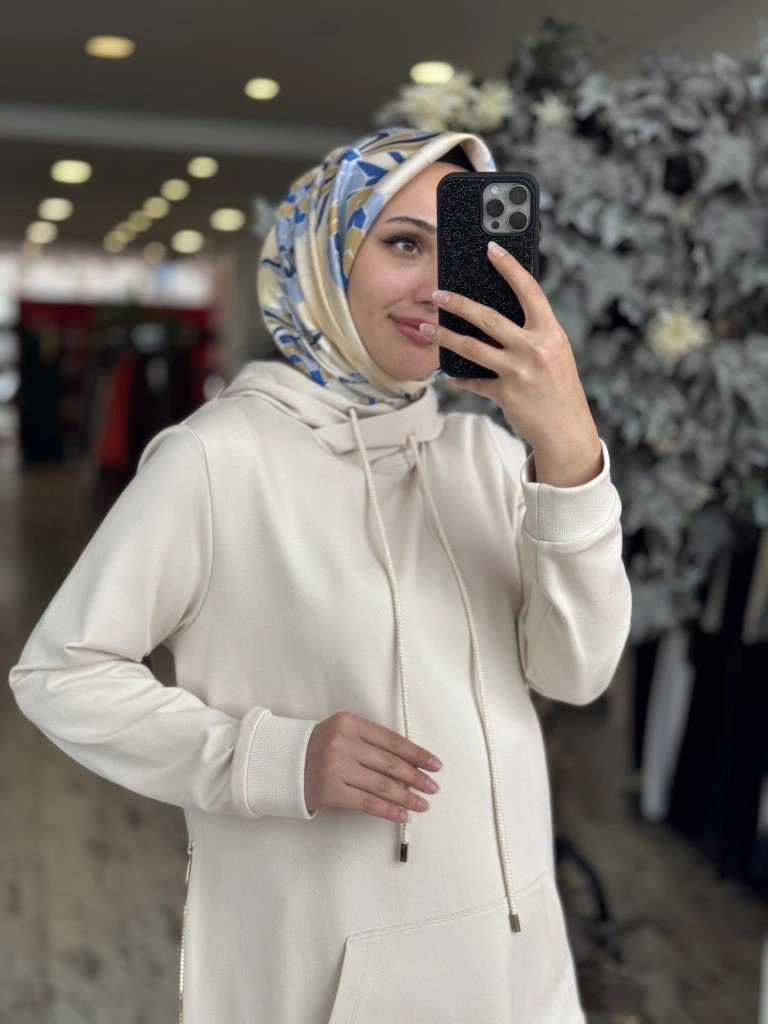 Gırasolem Luxury Kapüşonlu Yanları Fermuarlı Tunik Pantolon Takım