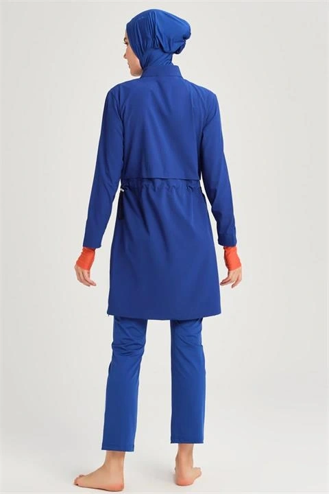 Haşema Esila Serisi 5 Parça Jileli Saks Tam Tesettür Mayo Takımı HSM2934